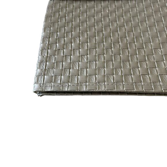 Allegro Metallic Silver Faux Leather Placemats 13x18 Set of 4 Holiday Glam NEW - Picture 10 of 15